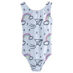 Cute Art Print Pattern Kids  Cut-out Back One Piece Swimsuit by Vaneshart
