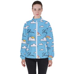 Sky Pattern Women s High Neck Windbreaker by Vaneshart