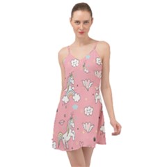 Cute Unicorn Seamless Pattern Summer Time Chiffon Dress by Vaneshart
