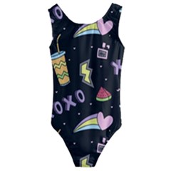 Cute Girl Things Seamless Background Kids  Cut-out Back One Piece Swimsuit by Vaneshart