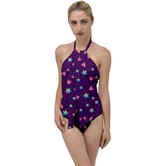 Colorful Stars Hearts Seamless Vector Pattern Go With The Flow One Piece Swimsuit by Vaneshart