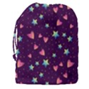Colorful Stars Hearts Seamless Vector Pattern Drawstring Pouch (3XL) View2