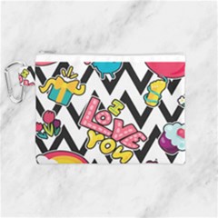 Vector Romantic Love Seamless Pattern Canvas Cosmetic Bag (medium) by Vaneshart