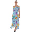 Cute Kawaii Ice Cream Seamless Pattern Off Shoulder Open Front Chiffon Dress View1