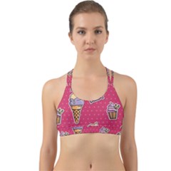 Seamless Pattern Patches With Ice Cream Back Web Sports Bra by Vaneshart