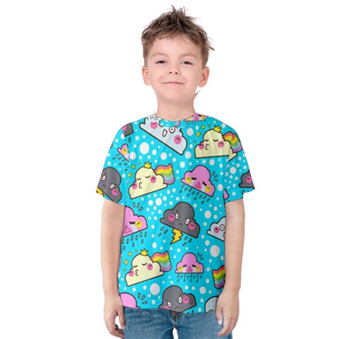 Cloud Seamless Pattern Kids  Cotton Tee by Vaneshart