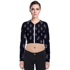 Creepy Skull Doll Motif Print Pattern Long Sleeve Zip Up Bomber Jacket by dflcprintsclothing
