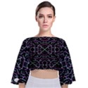 Lines And Dots Motif Geometric Seamless Pattern Tie Back Butterfly Sleeve Chiffon Top View1