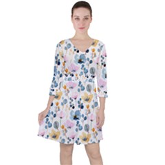 Watercolor Floral Seamless Pattern Ruffle Dress by TastefulDesigns