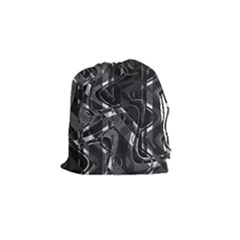 Black And White Intricate Geometric Print Drawstring Pouch (small) by dflcprintsclothing