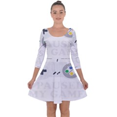 Ipaused2 Quarter Sleeve Skater Dress by ChezDeesTees
