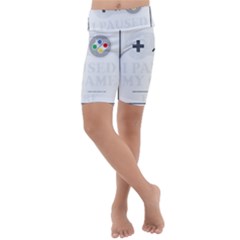 Ipaused2 Kids  Lightweight Velour Cropped Yoga Leggings by ChezDeesTees