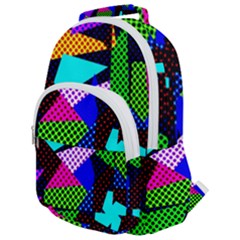 Trippy Blocks, Dotted Geometric Pattern Rounded Multi Pocket Backpack by Casemiro