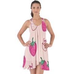 Seamless Strawberry Fruit Pattern Background Show Some Back Chiffon Dress by Vaneshart