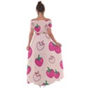 Seamless strawberry fruit pattern background Off Shoulder Open Front Chiffon Dress View2