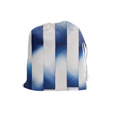 Blue Strips Drawstring Pouch (large) by Sparkle