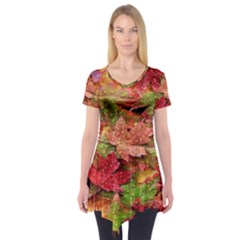 Spring Leafs Short Sleeve Tunic  by Sparkle