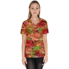 Spring Leafs Women s V-neck Scrub Top by Sparkle