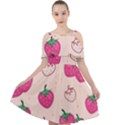 Seamless-strawberry-fruit-pattern-background Cut Out Shoulders Chiffon Dress View1
