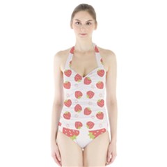 Strawberries-pattern-design Halter Swimsuit by Vaneshart