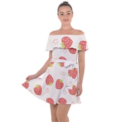 Strawberries-pattern-design Off Shoulder Velour Dress by Vaneshart