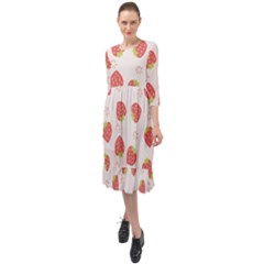 Strawberries-pattern-design Ruffle End Midi Chiffon Dress by Vaneshart