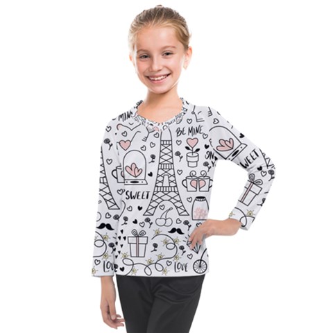 Big-collection-with-hand-drawn-objects-valentines-day Kids  Long Mesh Tee by Vaneshart