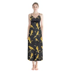 Background With Golden Birds Button Up Chiffon Maxi Dress by Vaneshart