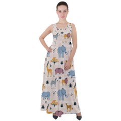 Wild Animals Seamless Pattern Empire Waist Velour Maxi Dress by Vaneshart