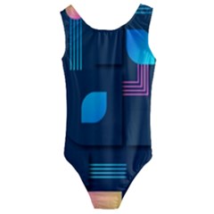 Gradient Geometric Shapes Dark Background Kids  Cut-out Back One Piece Swimsuit by Vaneshart