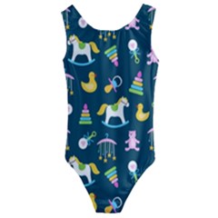 Cute Babies Toys Seamless Pattern Kids  Cut-out Back One Piece Swimsuit by Vaneshart