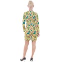 Seamless pattern with cute dinosaurs character Button Long Sleeve Dress View2
