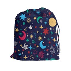 Colorful-background-moons-stars Drawstring Pouch (2xl) by Vaneshart