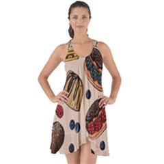 Seamless-pattern-with-sweet-cakes-berries Show Some Back Chiffon Dress by Vaneshart