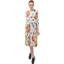 Seamless-hipster-pattern-with-watermelons-mint-geometric-figures Ruffle End Midi Chiffon Dress View1