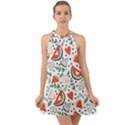 Seamless-vector-pattern-with-watermelons-mint Halter Tie Back Chiffon Dress View1