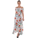 Seamless-vector-pattern-with-watermelons-mint Off Shoulder Open Front Chiffon Dress View1