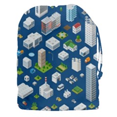 Isometric-seamless-pattern-megapolis Drawstring Pouch (3xl) by Vaneshart