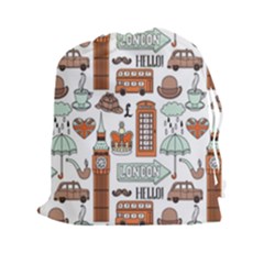 Seamless-pattern-with-london-elements-landmarks Drawstring Pouch (2xl) by Vaneshart
