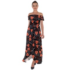 Seamless-vector-pattern-with-watermelons-hearts-mint Off Shoulder Open Front Chiffon Dress by Vaneshart