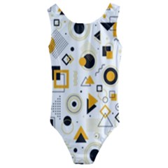 Flat-geometric-shapes-background Kids  Cut-out Back One Piece Swimsuit by Vaneshart