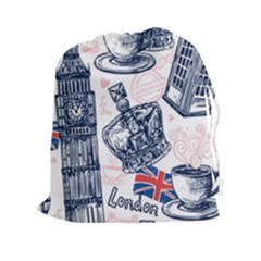 London-seamless-pattern Drawstring Pouch (2xl) by Vaneshart