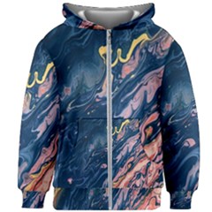 Liquid-abstract-paint-texture Kids  Zipper Hoodie Without Drawstring by Vaneshart