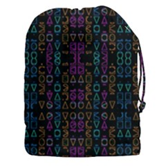 Neon Geometric Seamless Pattern Drawstring Pouch (3xl) by dflcprintsclothing