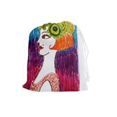 Art Deco Woman Drawstring Pouch (large) by snowwhitegirl