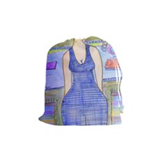 Swimmer By Pool Drawstring Pouch (medium) by snowwhitegirl
