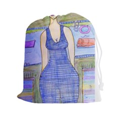 Swimmer By Pool Drawstring Pouch (2xl) by snowwhitegirl