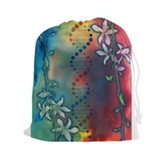 Flower Dna Drawstring Pouch (2xl) by RobLilly