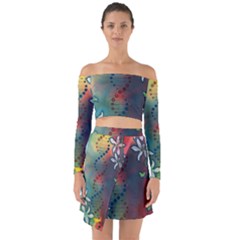 Flower Dna Off Shoulder Top With Skirt Set by RobLilly