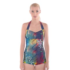 Flower Dna Boyleg Halter Swimsuit  by RobLilly
